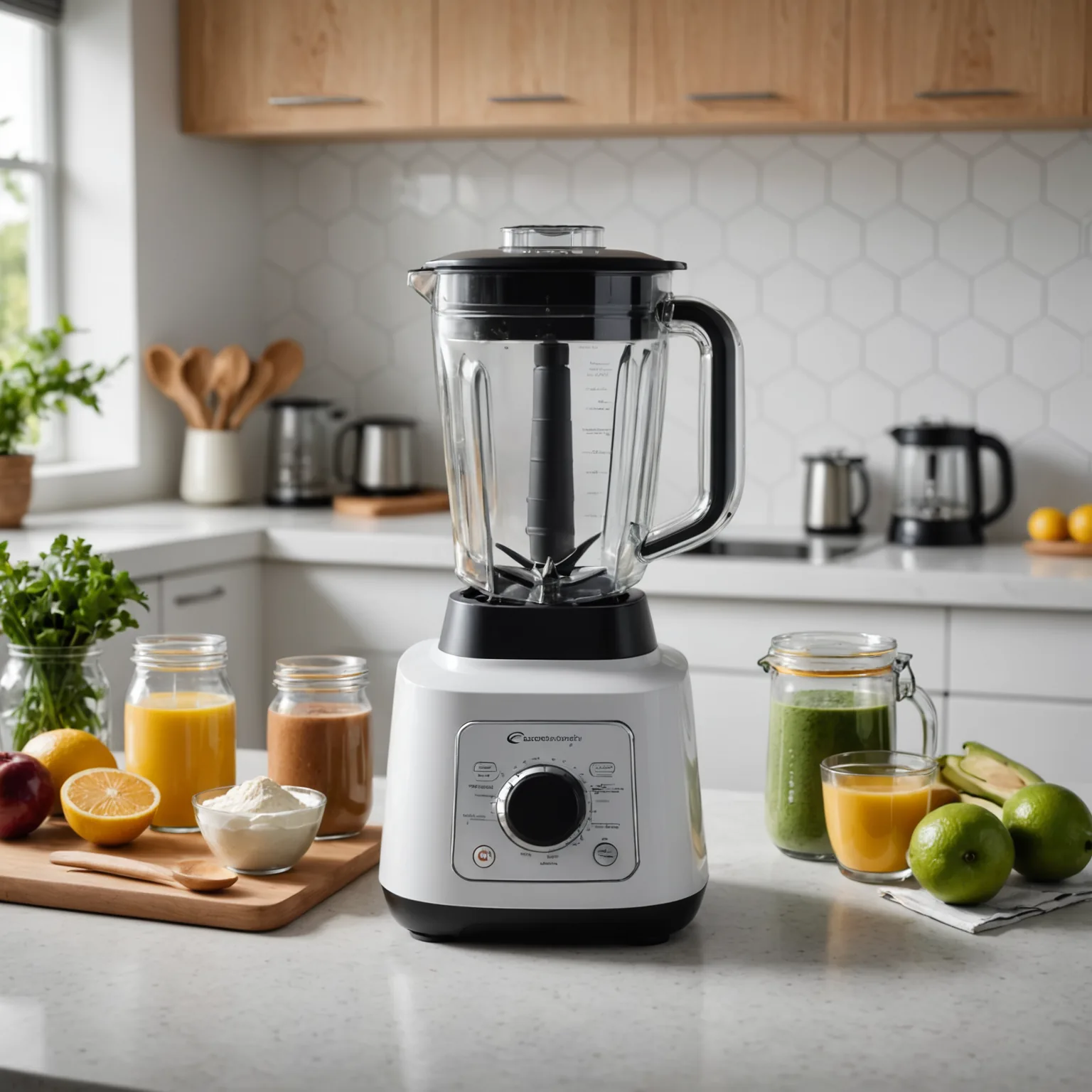 White Countertop Blender with Clear Lidded Jar for Sale in Ipoh