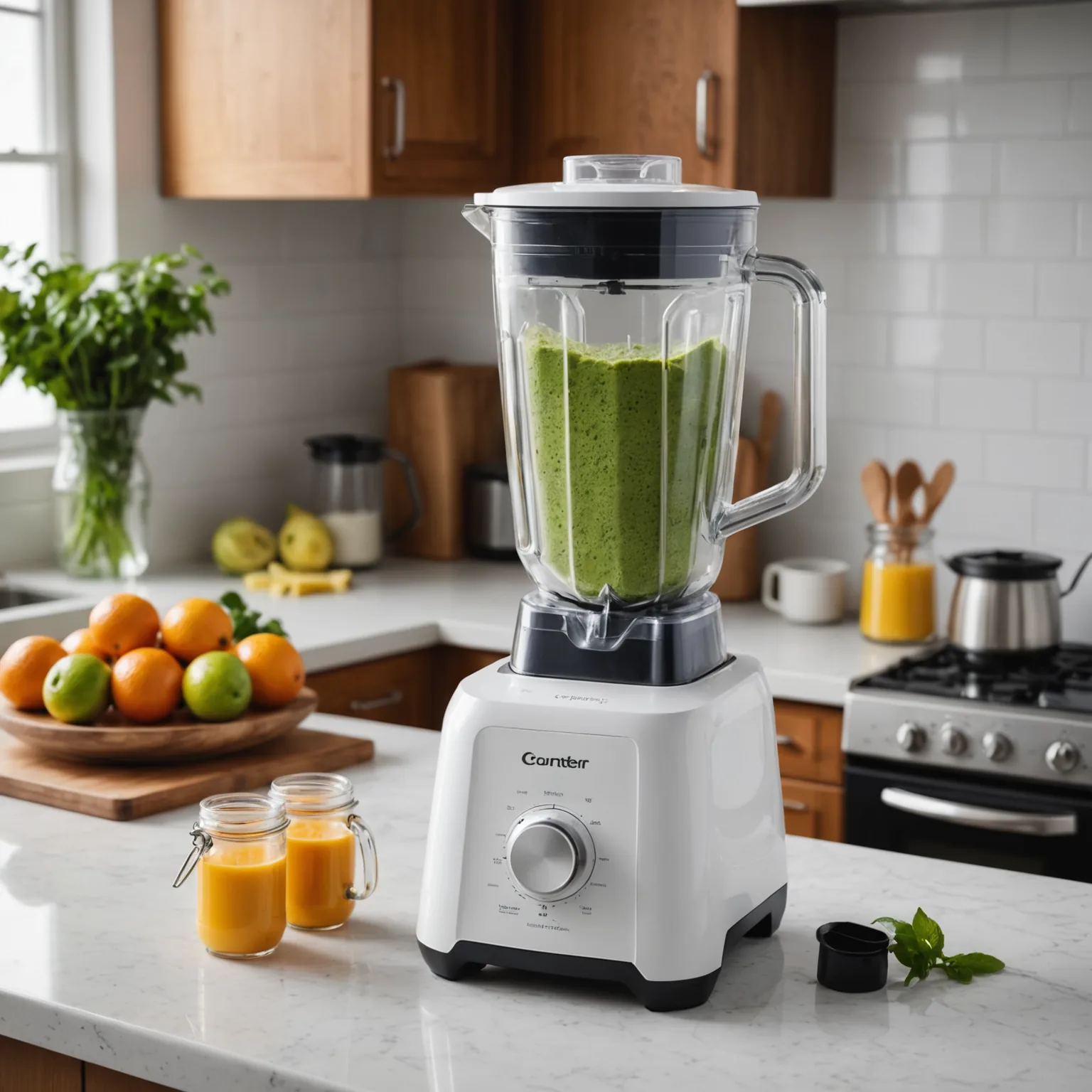 White Countertop Blender with Clear Lidded Jar for Sale in Ipoh