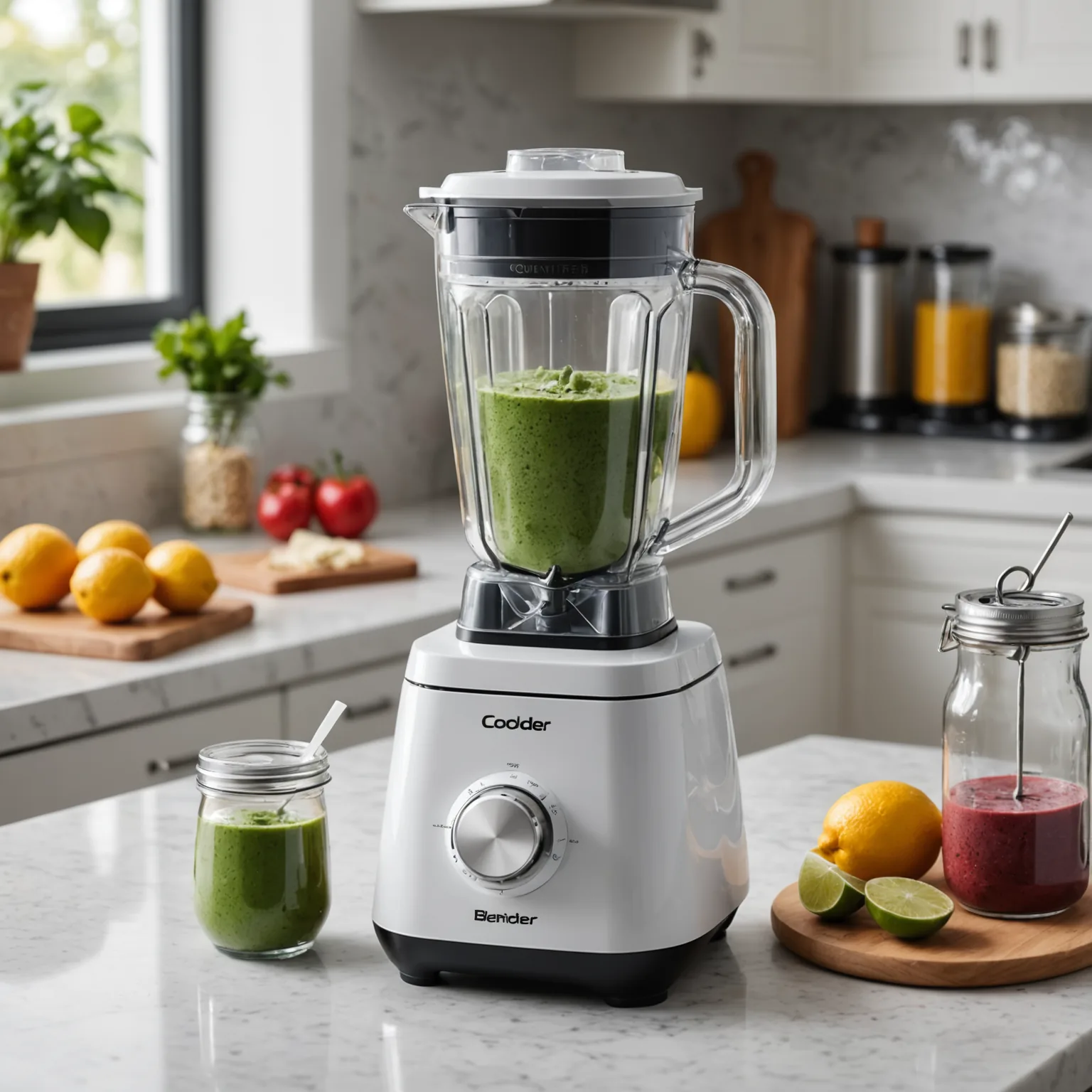 White Countertop Blender with Clear Lidded Jar for Sale in Ipoh