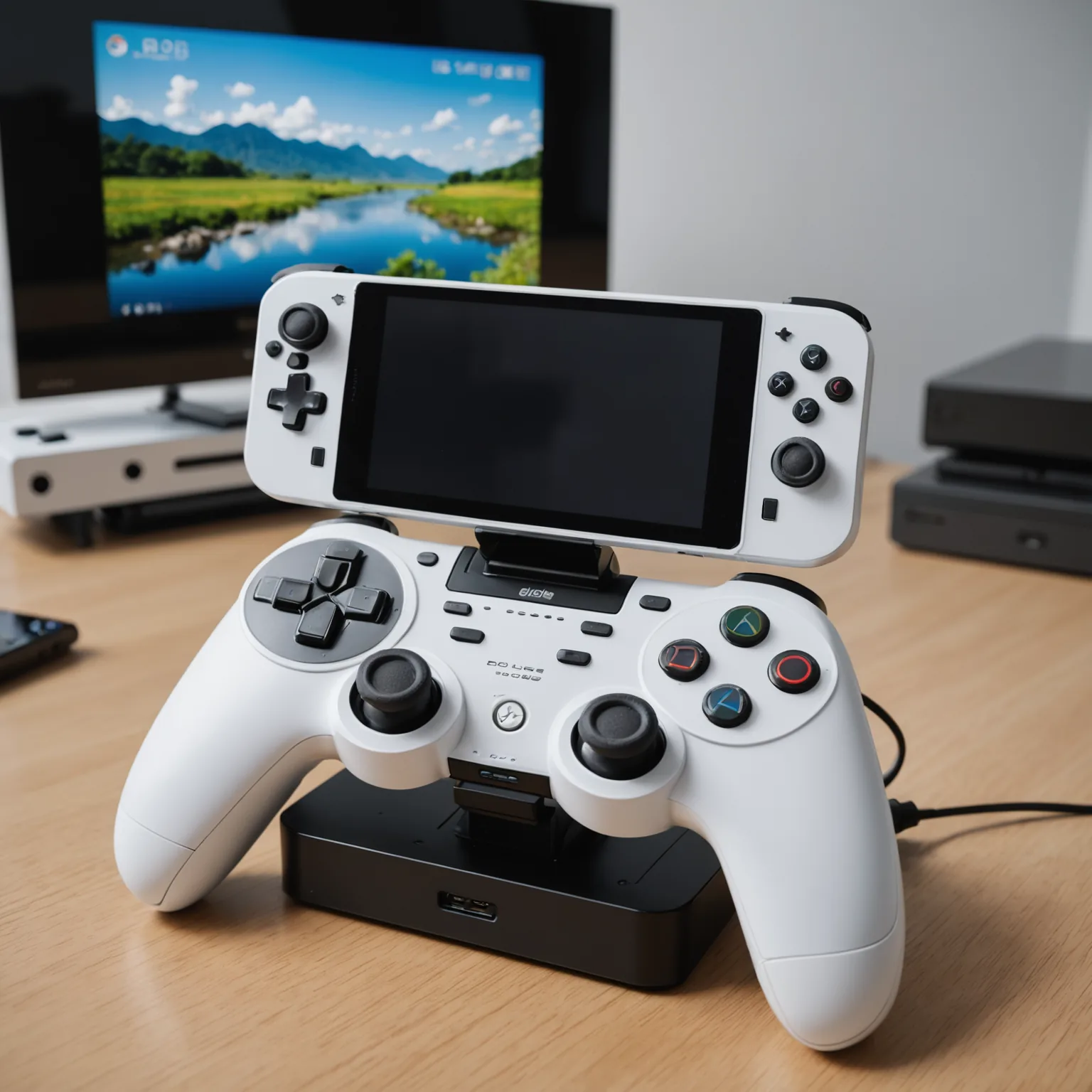 OLED Handheld Game Console with White Detachable Controllers for Sale