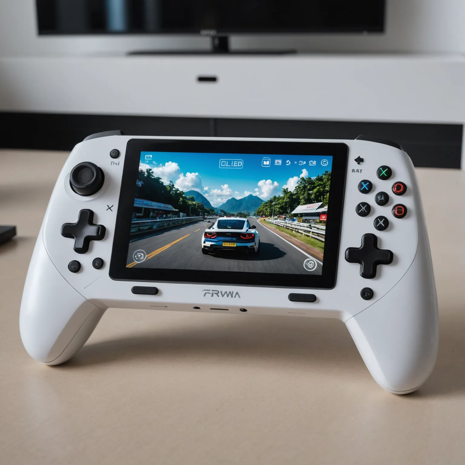 OLED handheld game console with white detachable controllers for sale